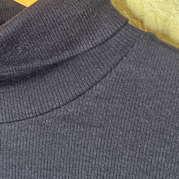 NWT, Modal Comfy Super Soft Layered, Gap Long Sleeve Mock Neck Top Navy Ribbed K - Picture 3 of 11